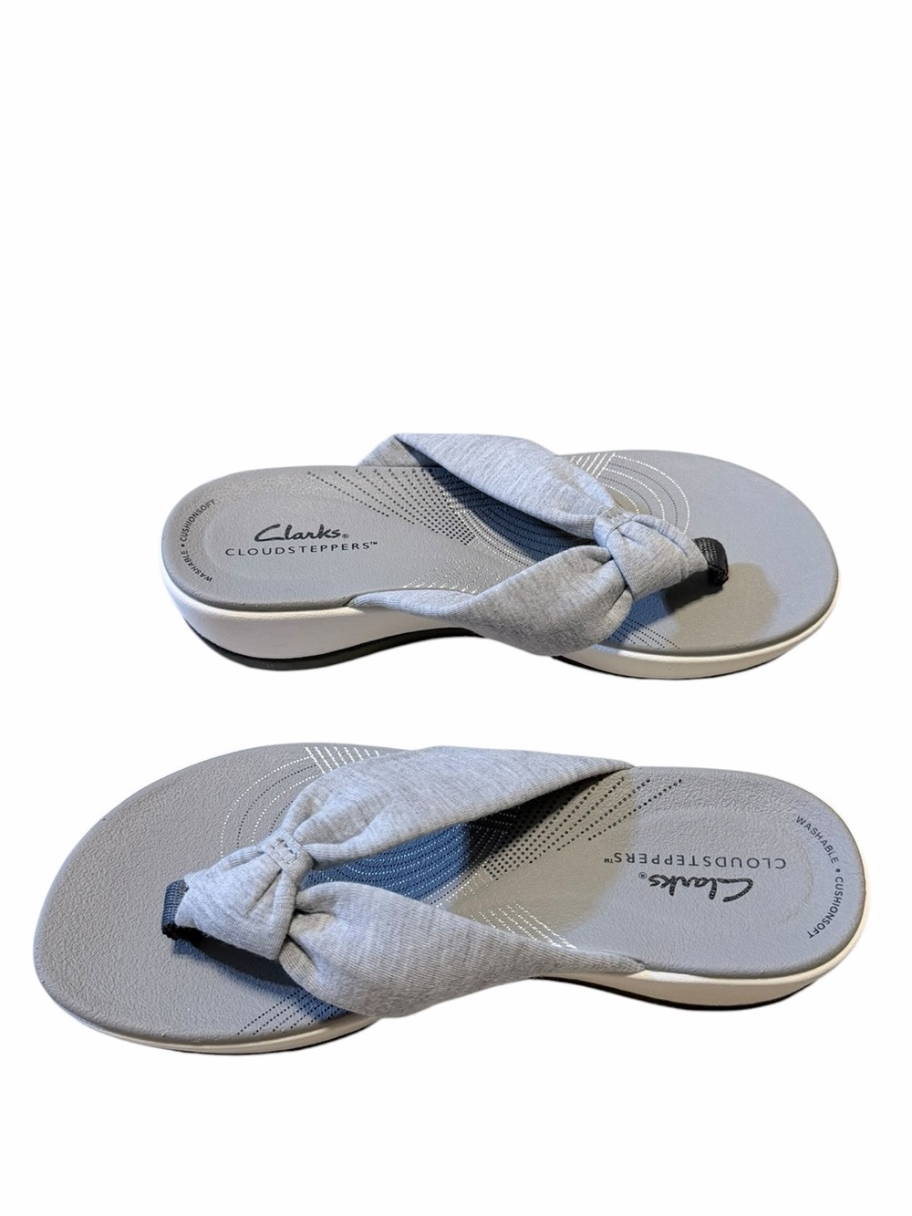 🌼🌟NIB Clarks Cloudsteppers Gray Knotted Thong Sandals - Picture 9 of 12